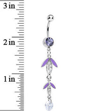 Load image into Gallery viewer, Purple Clear Crystal Teardrops in the Rain Dangle Belly Ring