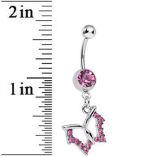 Load image into Gallery viewer, Pink Crystal Open Wing Graceful Butterfly Dangle Belly Ring
