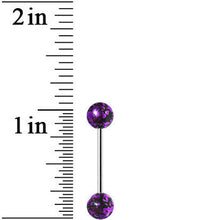 Load image into Gallery viewer, 316L Steel Purple Black Enamel Metallic Splash Barbell Tongue Ring