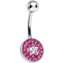 Load image into Gallery viewer, Pink Gem Medallion with Clear Gem Star Core Belly Ring