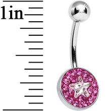 Load image into Gallery viewer, Pink Gem Medallion with Clear Gem Star Core Belly Ring
