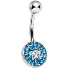 Load image into Gallery viewer, Aqua Gem Medallion with Clear Gem Star Core Belly Ring
