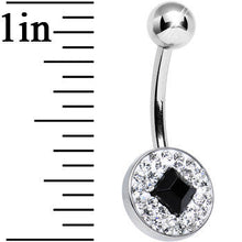 Load image into Gallery viewer, Clear Gem Medallion with Black Gem Diamond Core Belly Ring