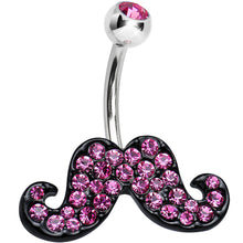 Load image into Gallery viewer, Pink Gem Studded Sparkling Dark Mustache Belly Ring