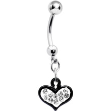 Load image into Gallery viewer, Clear Gem Black Framed Keyhole Heart Dangle Belly Ring