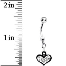 Load image into Gallery viewer, Clear Gem Black Framed Keyhole Heart Dangle Belly Ring