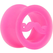 Load image into Gallery viewer, 9/16 Pink Silicone Dapper Mustache Tunnel Plug