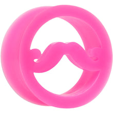Load image into Gallery viewer, 25mm Pink Silicone Dapper Mustache Tunnel Plug