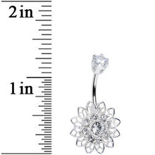 Load image into Gallery viewer, 925 Sterling Silver Clear CZ Anahata Chakra Flower Belly Ring