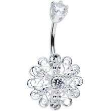 Load image into Gallery viewer, 925 Sterling Silver Clear CZ Kaleidoscope Flower Belly Ring