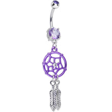 Load image into Gallery viewer, Purple Gem Summer Twilight Dreamcatcher Dangle Belly Ring