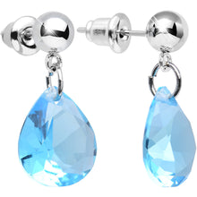 Load image into Gallery viewer, Aqua Cubic Zirconia Warm Springtime Raindrop Dangle Post Earrings