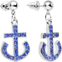 Load image into Gallery viewer, Blue Gem Bright Boat Brake Anchor Dangle Post Earrings