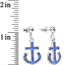 Load image into Gallery viewer, Blue Gem Bright Boat Brake Anchor Dangle Post Earrings