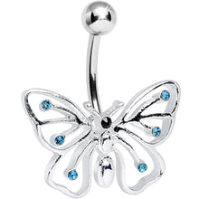 Load image into Gallery viewer, Aqua Gem Summer Solstice Hollow Wing Butterfly Belly Ring