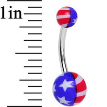 Load image into Gallery viewer, Acrylic Red White and Blue Stars and Stripes Belly Ring