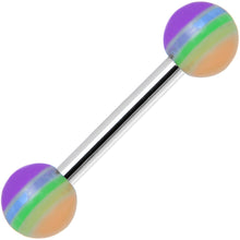 Load image into Gallery viewer, 18G Acrylic Faded Rainbow Stripe Straight Barbell Eyebrow Ring