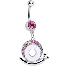 Load image into Gallery viewer, Pink Gem Pink Shell Tale of a Snail Dangle Belly Ring