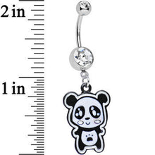 Load image into Gallery viewer, Clear Gem Paw Print Tummy Panda Bear Dangle Belly Ring