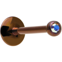 Load image into Gallery viewer, 16G 3/8 Aurora Gem Bronze Anodized Titanium Labret Monroe 2.5mm