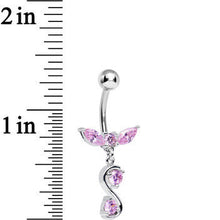 Load image into Gallery viewer, Pink Cubic Zirconia Flight to Infinity Dangle Belly Ring