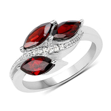 Load image into Gallery viewer, 1.98 Carat Genuine Garnet and White Topaz .925 Sterling Silver Ring