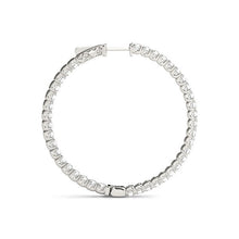 Load image into Gallery viewer, 14k White Gold Diamond Hoop Earrings with Shared Prong Setting (2 cttw)