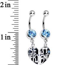 Load image into Gallery viewer, Aqua Gem Best Friend in Harmony Heart Dangle Belly Ring Set