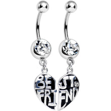 Load image into Gallery viewer, Clear Gem Best Friend in Harmony Heart Dangle Belly Ring Set