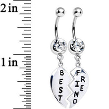 Load image into Gallery viewer, Clear Gem Best Friend Dedicated Heart Dangle Belly Ring Set
