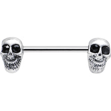 Load image into Gallery viewer, Mirthful Grinning Silvery Skulls Nipple Ring