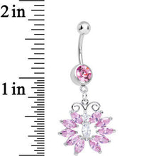 Load image into Gallery viewer, Pink Cubic Zirconia Queen of Spring Butterfly Dangle Belly Ring