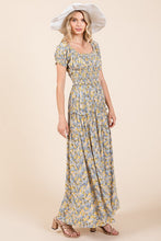 Load image into Gallery viewer, New Summer Flower Print Puff Sleeve Gathered Maxi Dress β Romantic and Feminine Floral Dress with Dramatic Sleeves
