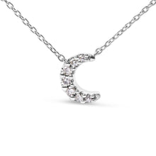 Load image into Gallery viewer, 10K White Gold Diamond Accented Crescent Moon Shaped 18" Inch Pendant Necklace (H-I Color, I1-I2 Clarity)