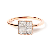 Load image into Gallery viewer, 10K Rose Gold 1/3 Cttw Invisible Set Princess Cut Diamond Composite Square Shape Ring (H-I color, I1-I2 clarity) - Size 5