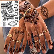 Load image into Gallery viewer, 53 Sheets Black Lace Temporary Tattoos Sticker Butterfly Flower Fake Tatoo Sticker Sexy Black Henna Temporary Tattoos For Women