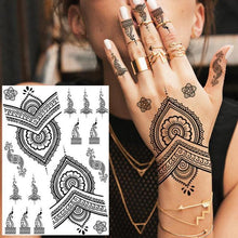 Load image into Gallery viewer, 53 Sheets Black Lace Temporary Tattoos Sticker Butterfly Flower Fake Tatoo Sticker Sexy Black Henna Temporary Tattoos For Women