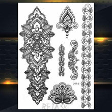 Load image into Gallery viewer, 53 Sheets Black Lace Temporary Tattoos Sticker Butterfly Flower Fake Tatoo Sticker Sexy Black Henna Temporary Tattoos For Women
