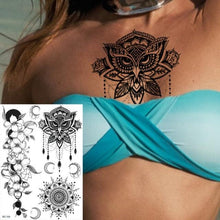 Load image into Gallery viewer, 53 Sheets Black Lace Temporary Tattoos Sticker Butterfly Flower Fake Tatoo Sticker Sexy Black Henna Temporary Tattoos For Women