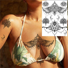 Load image into Gallery viewer, 53 Sheets Black Lace Temporary Tattoos Sticker Butterfly Flower Fake Tatoo Sticker Sexy Black Henna Temporary Tattoos For Women