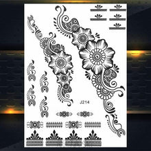 Load image into Gallery viewer, 53 Sheets Black Lace Temporary Tattoos Sticker Butterfly Flower Fake Tatoo Sticker Sexy Black Henna Temporary Tattoos For Women