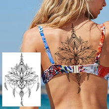 Load image into Gallery viewer, 53 Sheets Black Lace Temporary Tattoos Sticker Butterfly Flower Fake Tatoo Sticker Sexy Black Henna Temporary Tattoos For Women