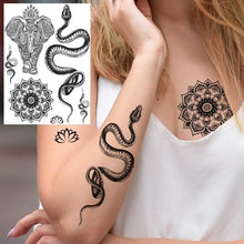 Load image into Gallery viewer, 53 Sheets Black Lace Temporary Tattoos Sticker Butterfly Flower Fake Tatoo Sticker Sexy Black Henna Temporary Tattoos For Women