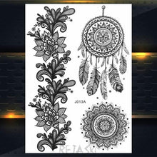 Load image into Gallery viewer, 53 Sheets Black Lace Temporary Tattoos Sticker Butterfly Flower Fake Tatoo Sticker Sexy Black Henna Temporary Tattoos For Women