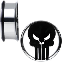 Load image into Gallery viewer, 1 inch Licensed The Punisher Single Flare Steel Tunnel Plugs Set