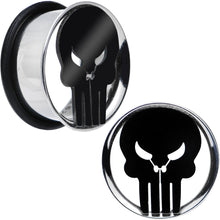 Load image into Gallery viewer, 3/4 Licensed The Punisher Single Flare Steel Tunnel Plugs Set