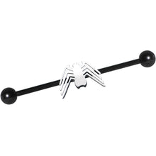Load image into Gallery viewer, Licensed Marvel Black PVD White Spiderman Logo Industrial Barbell 38mm