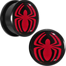 Load image into Gallery viewer, 7/8 Licensed Red Spider-Man Logo Acrylic Screw Fit Plugs Set