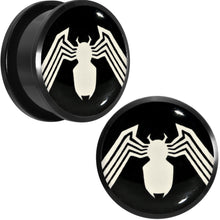 Load image into Gallery viewer, 7/8 Licensed White Spider-Man Logo Black PVD Screw Fit Plugs Set