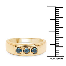 Load image into Gallery viewer, 14K Yellow Gold Plated 0.33 Carat Genuine Blue Diamond .925 Sterling Silver Ring
